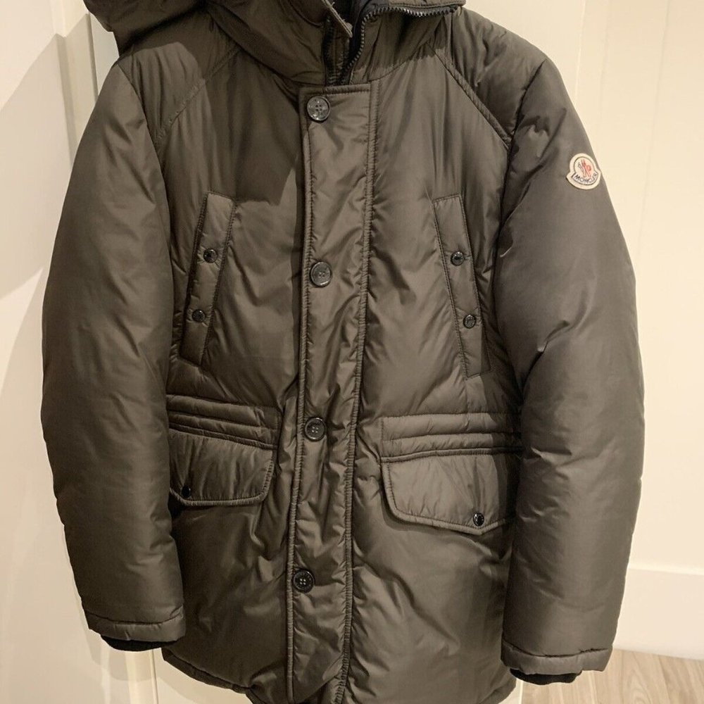 NWT Moncler Enfant Khaki Green Teen Boys Winter Coat Jacket Sz 12 #302374